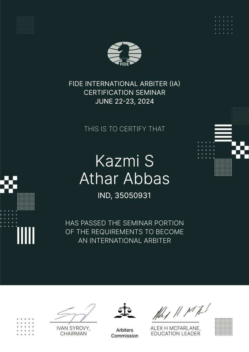 FIDE International Arbiter (IA)